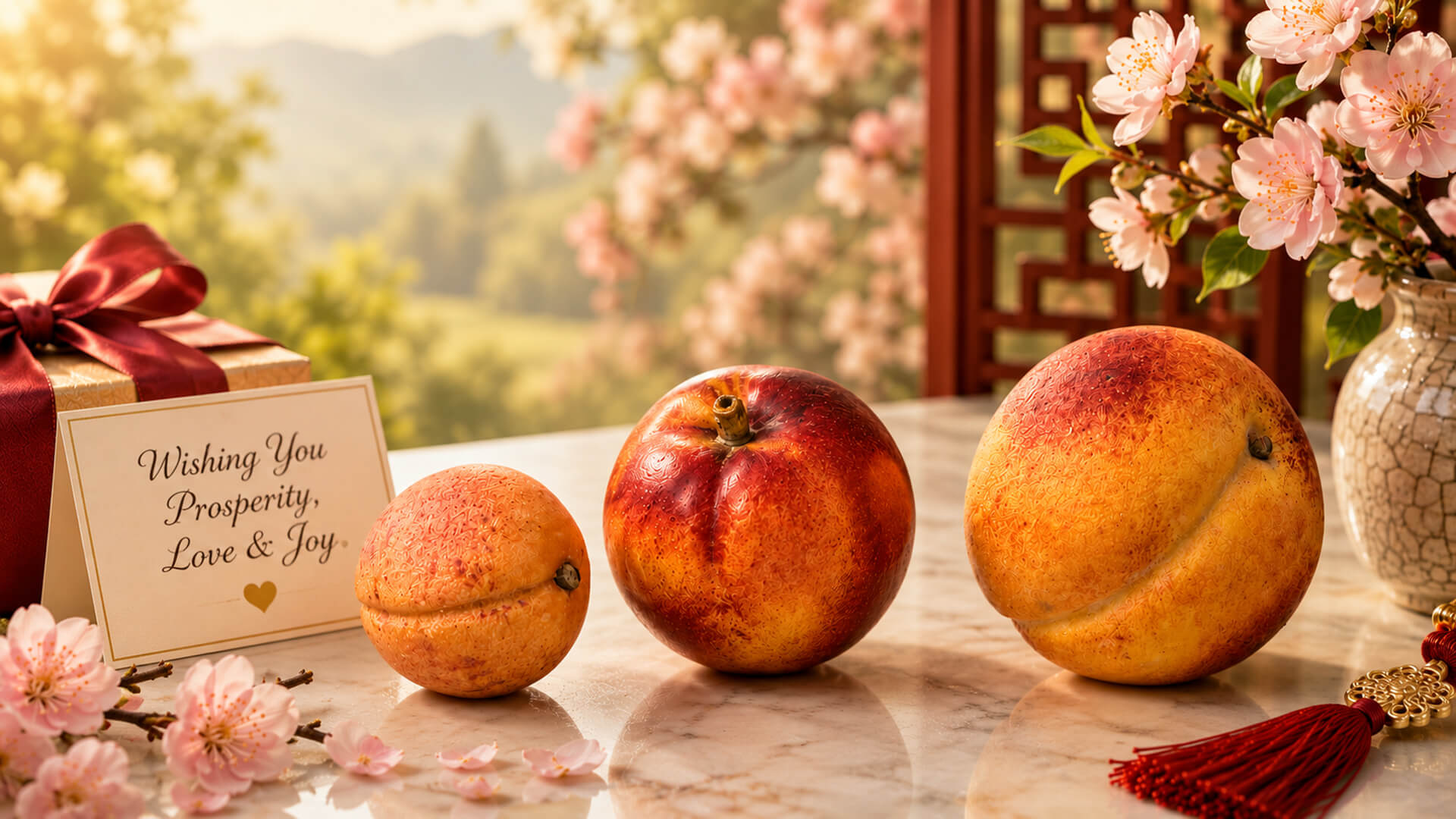 Italian Marble Fruit Peaches Gift of Love Image